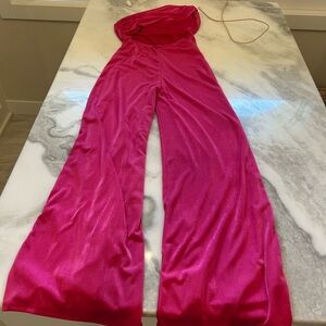 Elegant Pink one shoulder sleeve Jumpsuit